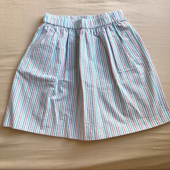 NWT J.Crew Factory Size 12  Pastel Rainbow Stripe Seersucker Skirt - Picture 1 of 5